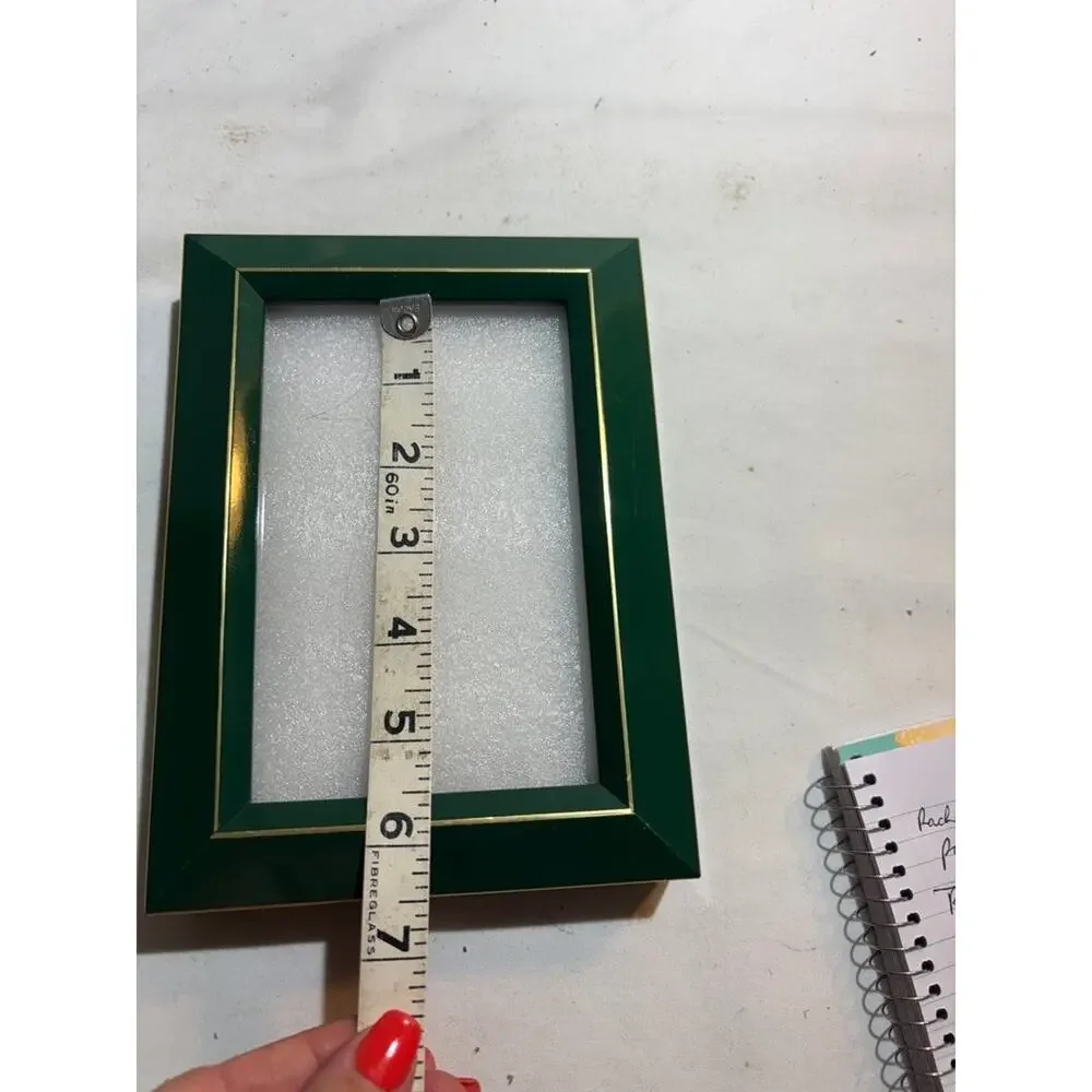Vintage Green Picture Frame with Gold Trim